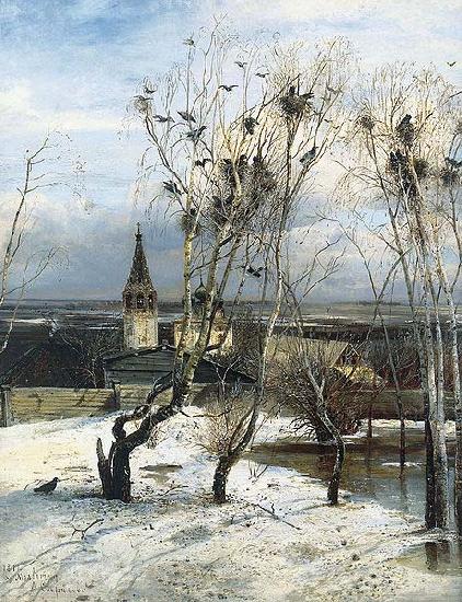 Alexei Savrasov The Rooks Have Come Back was painted by Savrasov near Ipatiev Monastery in Kostroma. France oil painting art